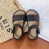 New Children's Sandals Summer School Open-toe Girls Beach Sandals Fashion Thick Bottom Kids Black Beige Causal Sandals Non-slip