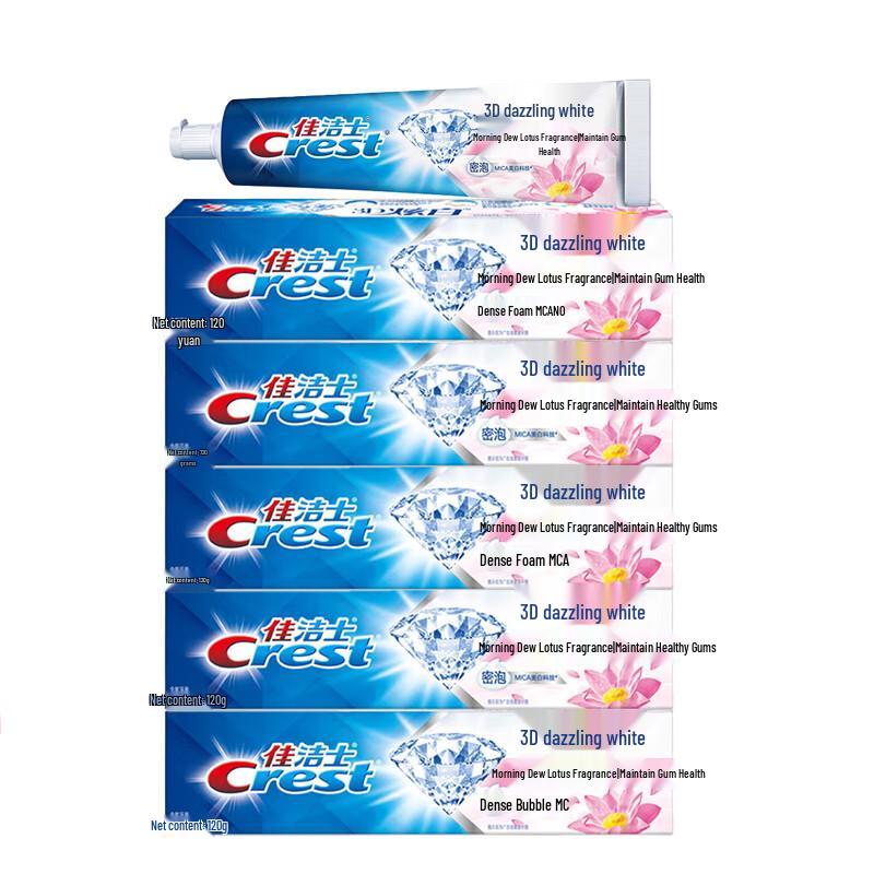 

Crest 3D White Morning Dew Lotus Fresh Breath Toothpaste, 5-Pack