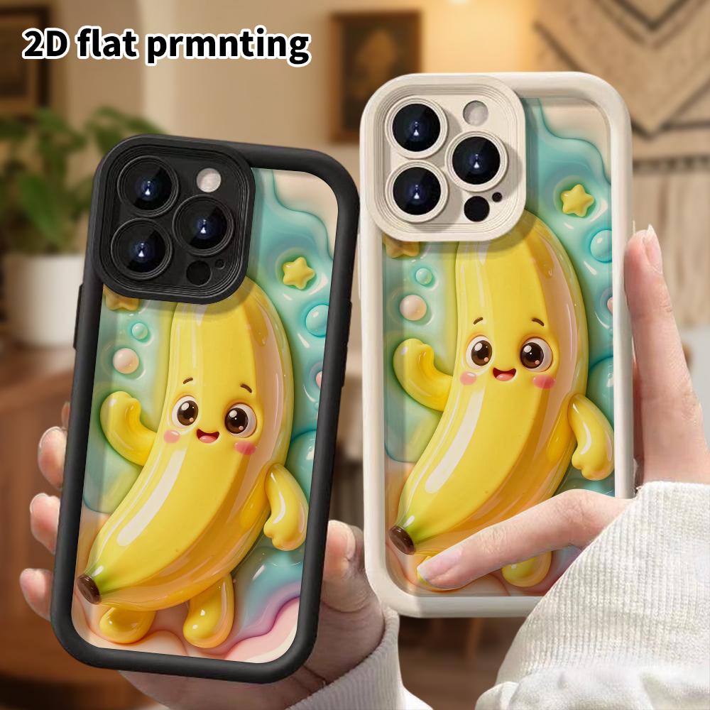 Phone case: 2D flat design, fits iPhone 18 17 16 15 14 13 Pro protective case, cartoon banana, perfect Christmas and Halloween holiday gift