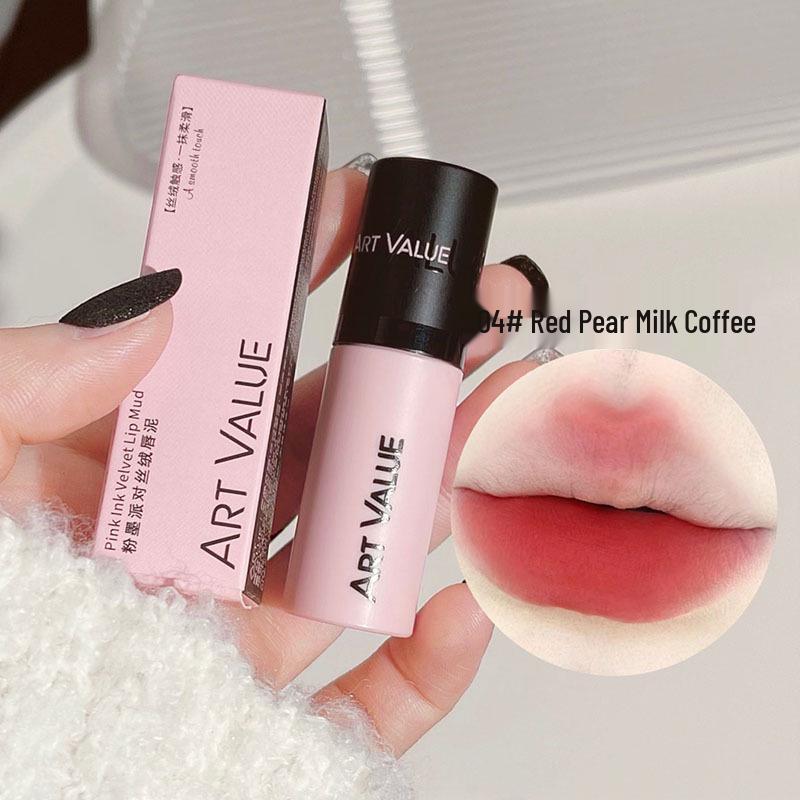 Art Value Velvet Lip Mud: Matte, Leichter, Nicht-Austrocknender Party-Lipgloss in Pink & Schwarz für Vielseitiges Herbst-/Winter-Make-up