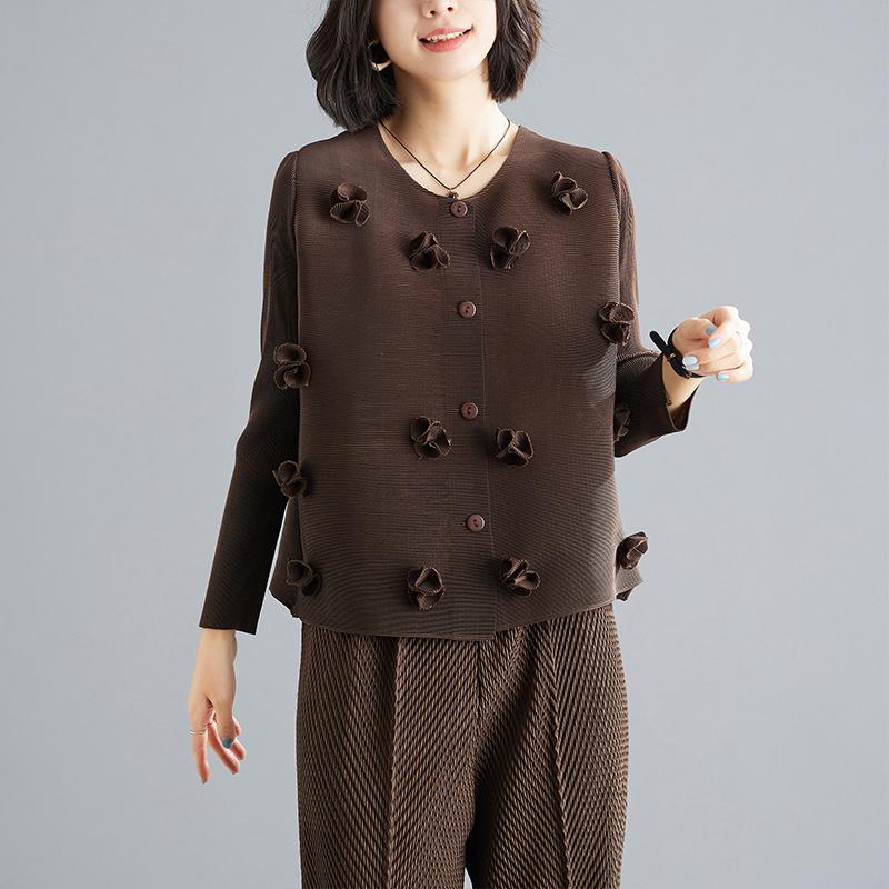 

Floral Ruched Slimming Cardigan T-shirt One Size