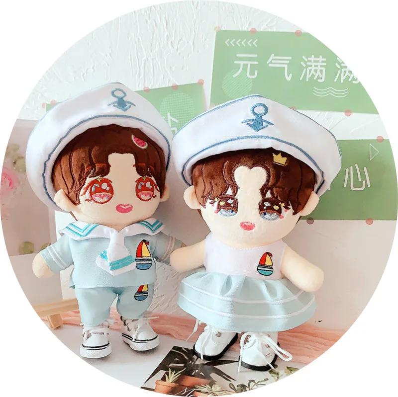 20cm Doll Clothes Lovely Hat Navy Uniform Suit Outfit Dolls Accessories for Korea Kpop EXO Cotton Idol Dolls Present DIY Playthings