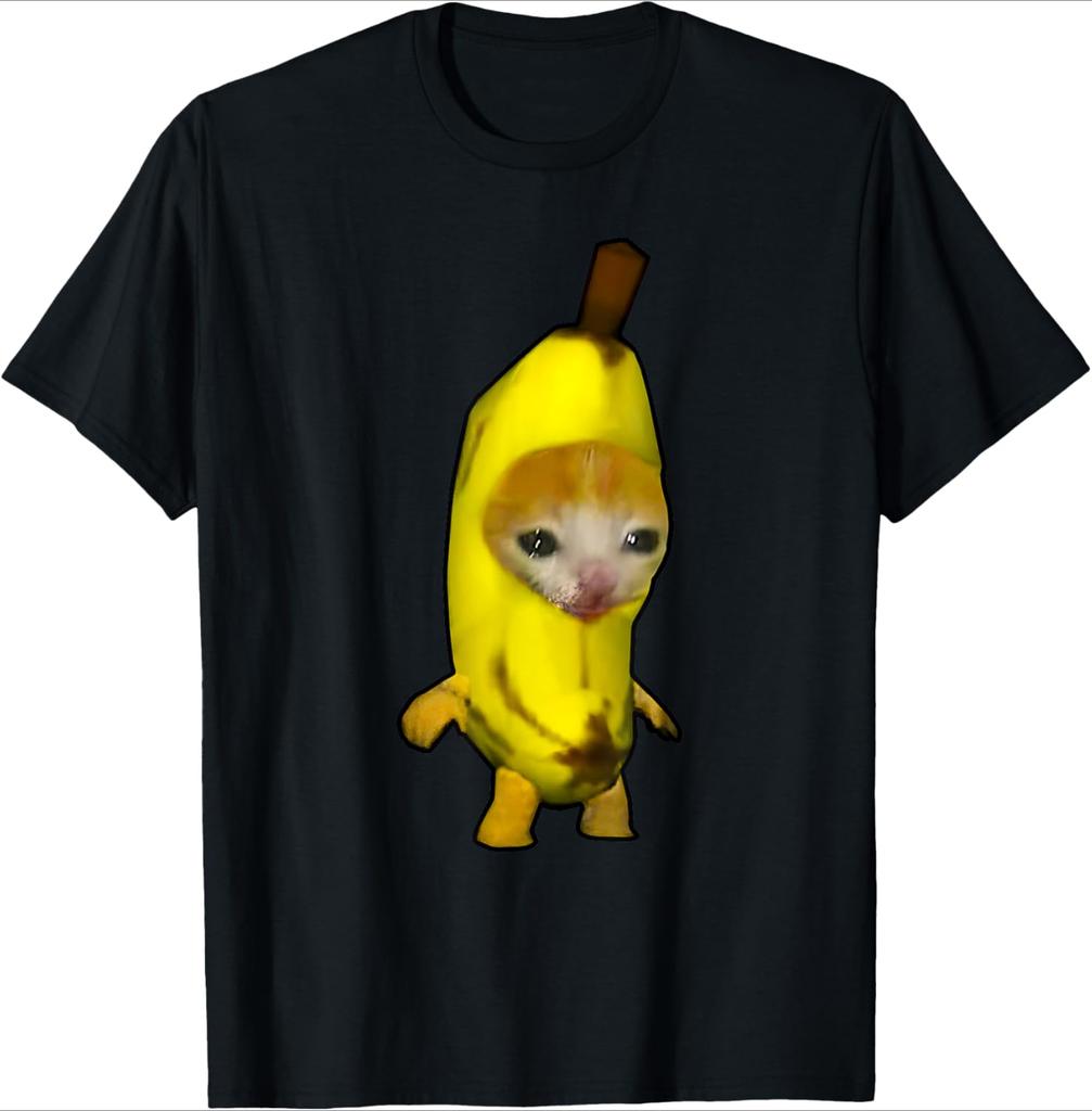Women's Casual Oversized Top Versatile Crew Neck Short Sleeve for Daily Wear Funny Banana Cat T Shirt Creative Cat Meme Design