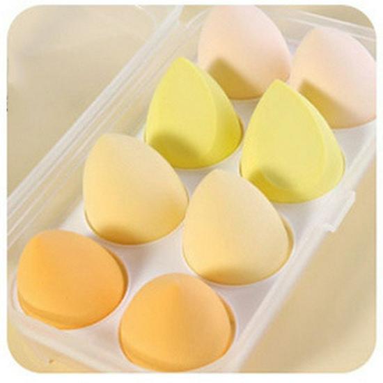 Gradient Makeup Sponge Set with 8-Compartment Storage Box - Beauty Tool for Foundation Application