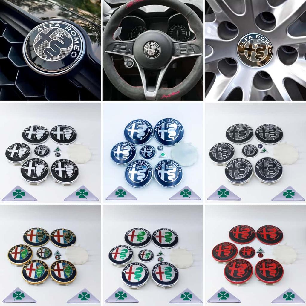 11 Stück 60mm 10-Pin 90mm für Alfa Romeo Auto Motorhaube Kofferraum Lenkrad Abzeichen Kompatibel mit Brera New Spider Giulietta Mito Giulia