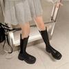 Krazing Pot Cow Leather Spring Winter Shoes Thick Bottom Platform Women Slip OnThigh High Boots