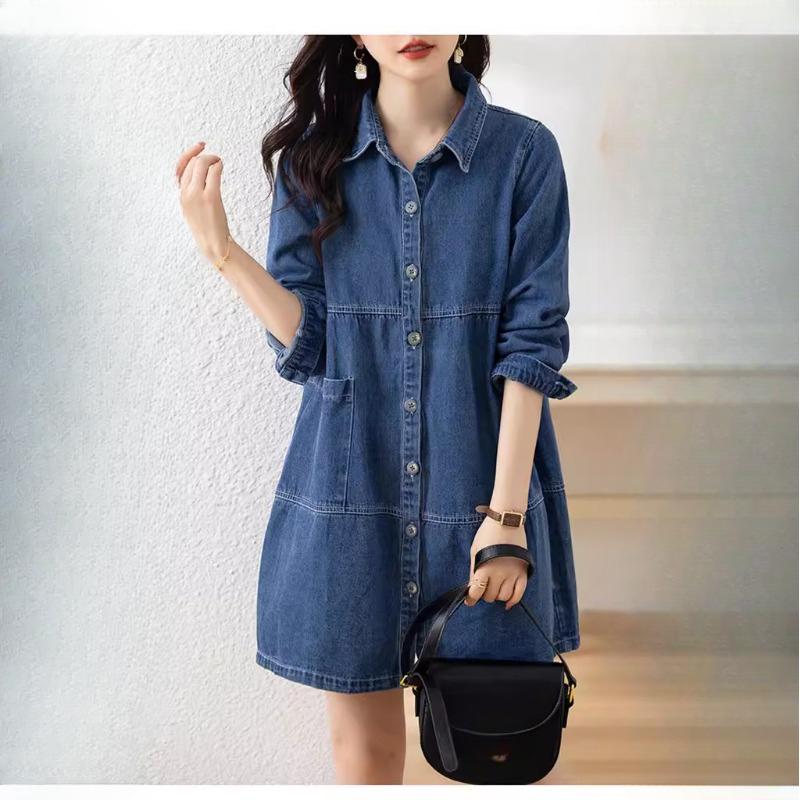 Women's Denim Shirt Jacket Spring and Autumn Thin Denim Jacket