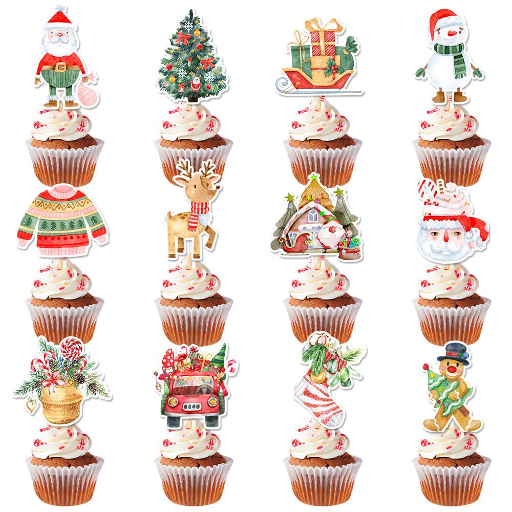 Christmas Cake Decoration Flags Set With Vintage Design For Holiday Parties