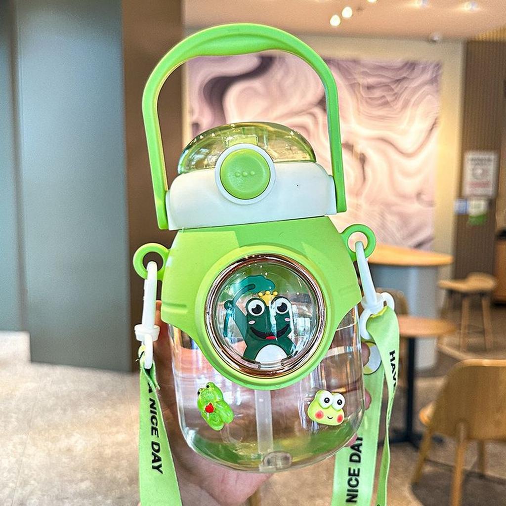 Water Bottle Kawaii with Adjustable Shoulder Strap for Summer Cold Water Chill Portable Leakproof -free Cartoon Children