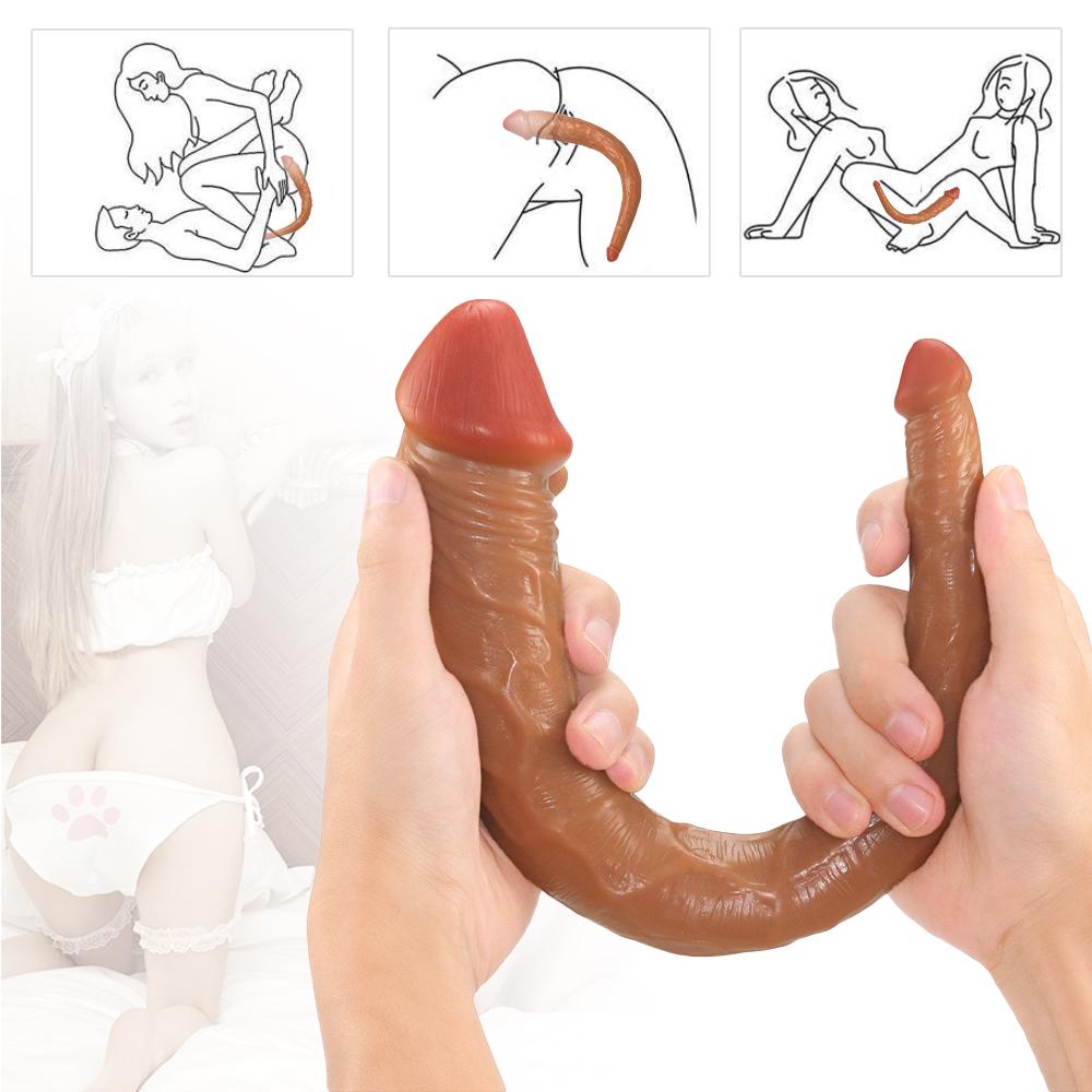 Podwójna Głowa Dildo Realistyczny Dłuższy Penis Analny Stymulator Pochwy Zabawki Seksualne
