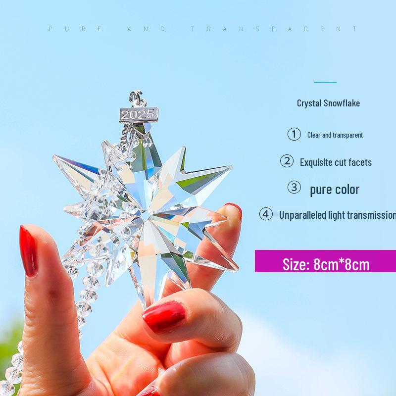Creative Snowflake Hanging Ornament for Car Interior - Crystal Sunlight Catcher Decoration