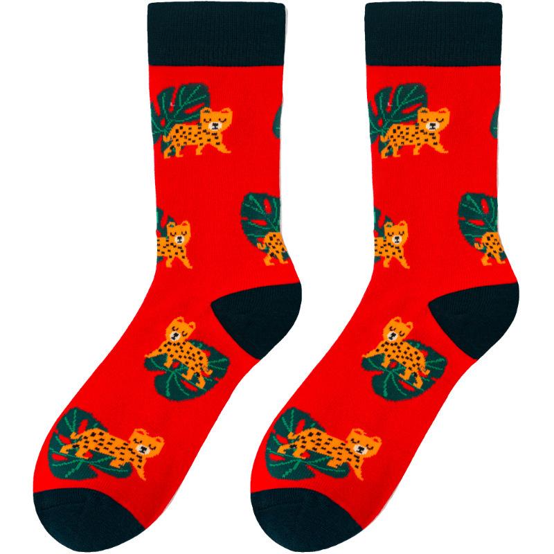 Funny Animal Cotton Crew Socks Colorful Novelty Cartoon Giraffe Dog Pattern Happy Casual Socks For Men Women