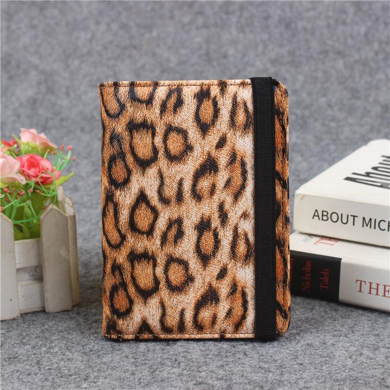 Leopard Print Passport Cover with Bandage Waterproof Passport Clip Built-in RFID Shielding To Protect Personal Information