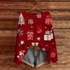 Women's Fashion Christmas Print Lightweight Sweater Casual Long-Sleeve Knit Pullover Top