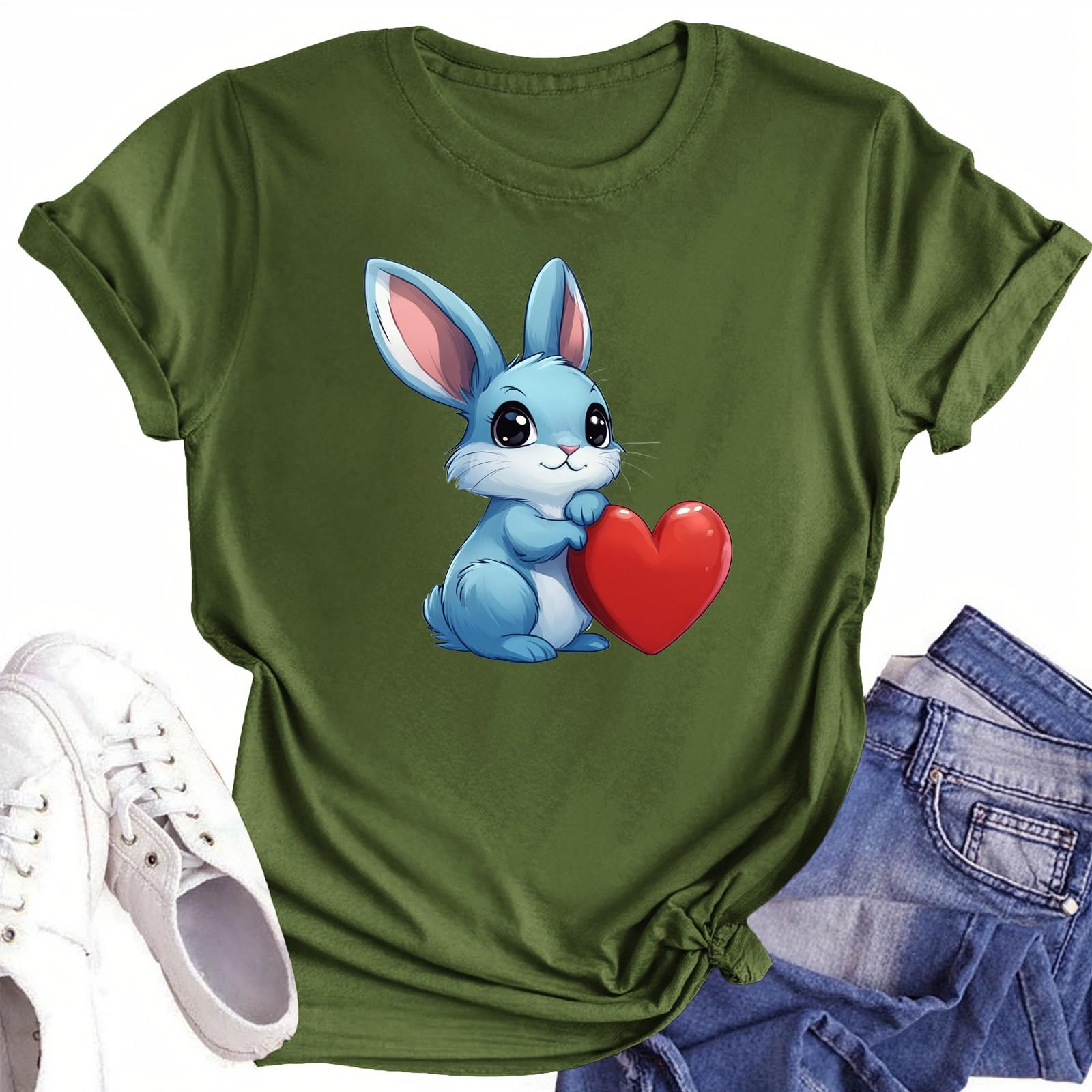 

Женская повседневная футболка с круглым вырезом и короткими рукавами с принтом L армия зеленый