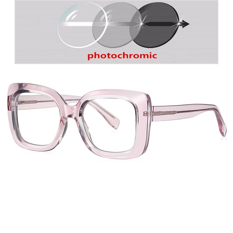 Pink Frame Square Finished Glasses Nearsighted Women  Spring Hinge Square Prescription Spectacles Power 0 -0.5 -0.75 To -6.0