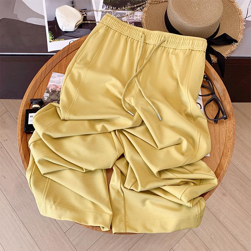 

Women s Summer 2025 Ice Silk Wide-Leg Pants: Draping, High-End, Loose, Slimming, Sporty Straight-Leg Trousers 2XL