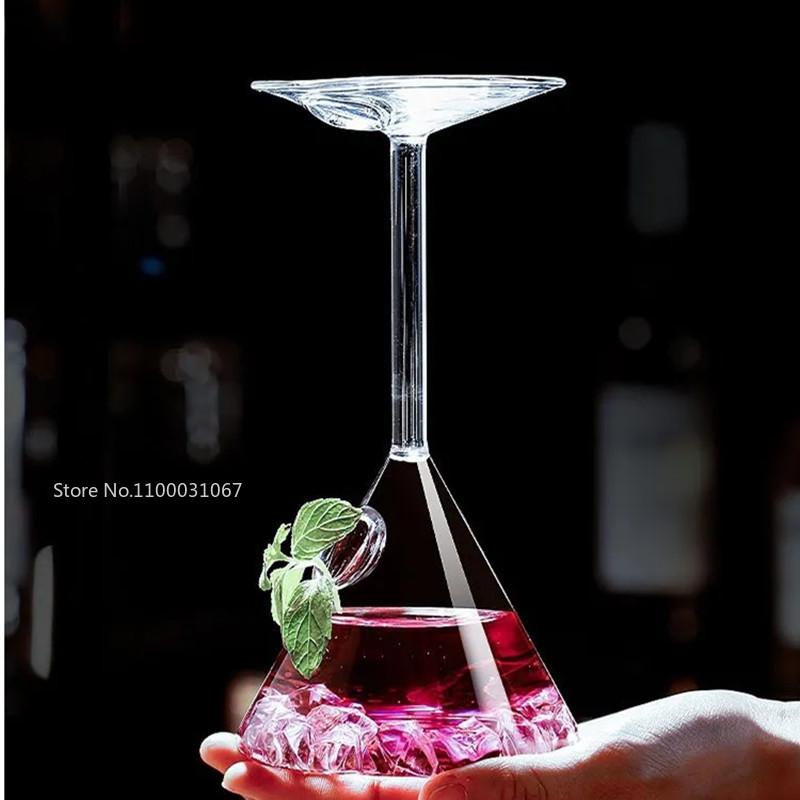 1/2PCS Creative Cocktail Glass Cup Upside Down Martini Glasses Wine Glass Juice Cuisine Sashimi Dry Ice Container Leisure Ba