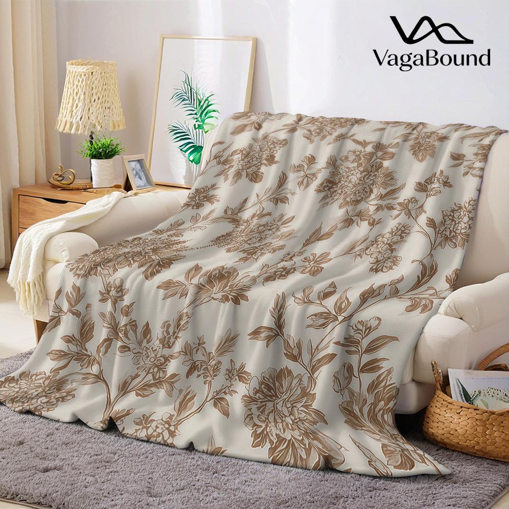 Coperta in Flanella Peonia Beige Calda Morbida Halloween Natale Divano Caldo Accogliente Decorativa Decorazione Regalo per Tutte le Stagioni