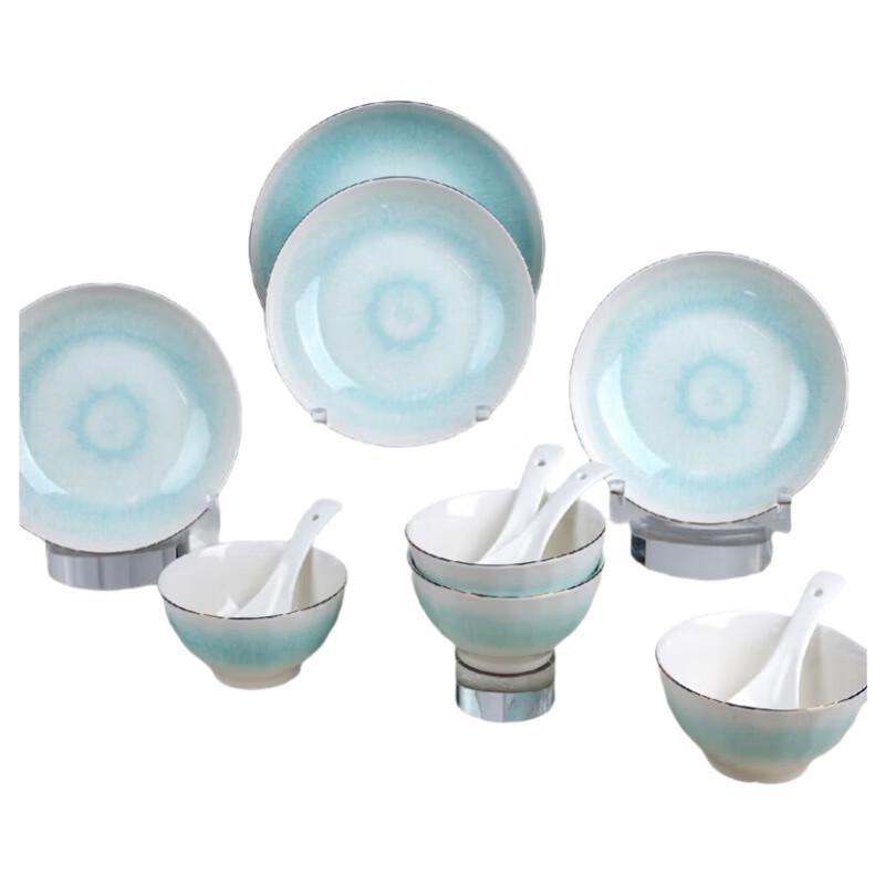 Luolai Yue Li Misty Green 16-Piece Ceramic Dinnerware Gift Set