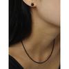[Silver 925] Black Spinel Gem Necklace (Short Ver.)