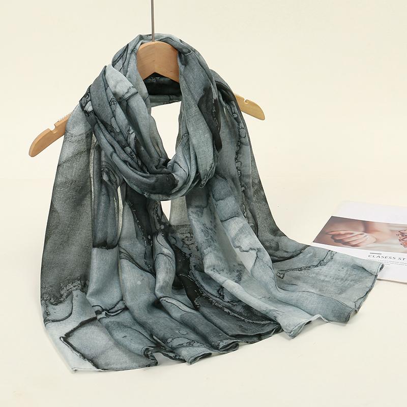 Ete Boheme En Mousseline De Soie Hijab Leopard Aquarelle Imprime Echarpe Islamique Ultra Leger Respirant