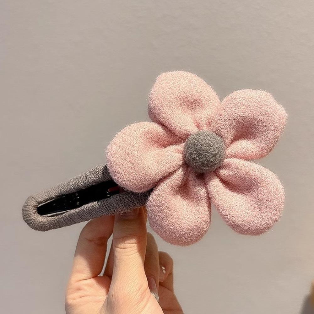 Большой Цветок Зажим-Клювик Плюшевый Цветок Заколки для Волос Новая Заколка Осень Зима розовый