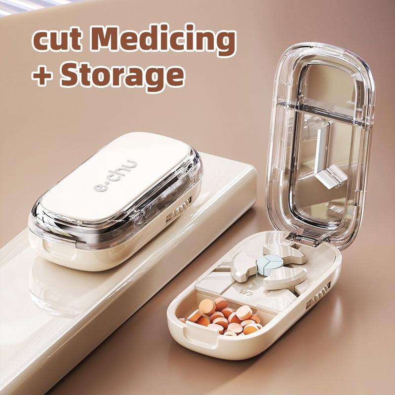 Health Pills Case Quarter Pill Cutter Storage Box Portable Medicine Tablet Medicine Dustproof Divider for Small Pills and Large