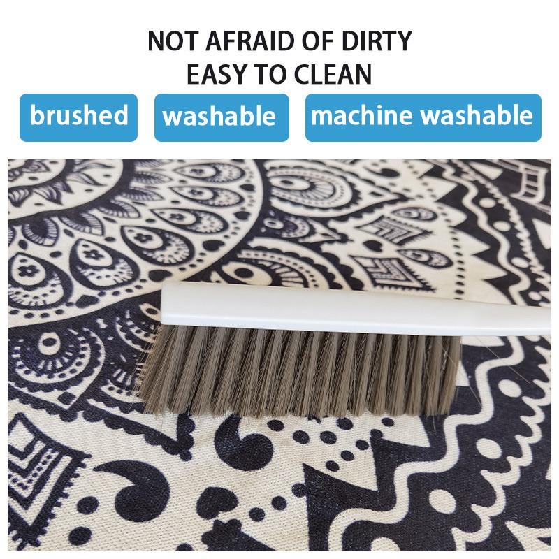 Retro Boho Rund Teppe med Dusk Dør Gulvmatte Bomullslinteppe Home Decor