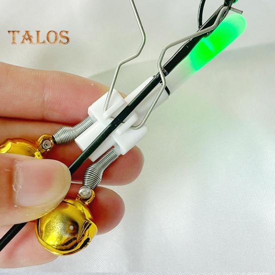 Luce per punta canna da pesca con doppio campanello, allarme abboccata, lampada a LED per pesca notturna, sensore di abboccata sulla punta della canna, luce di avviso, accessori da pesca