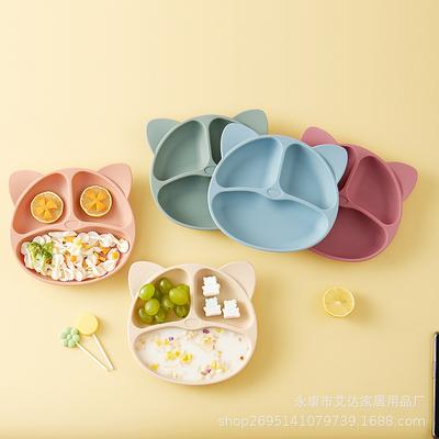 Assiette à ventouse en silicone dessin animé: Vaisselle Bébé Compartimentée pour l'Alimentation Anti-Chute