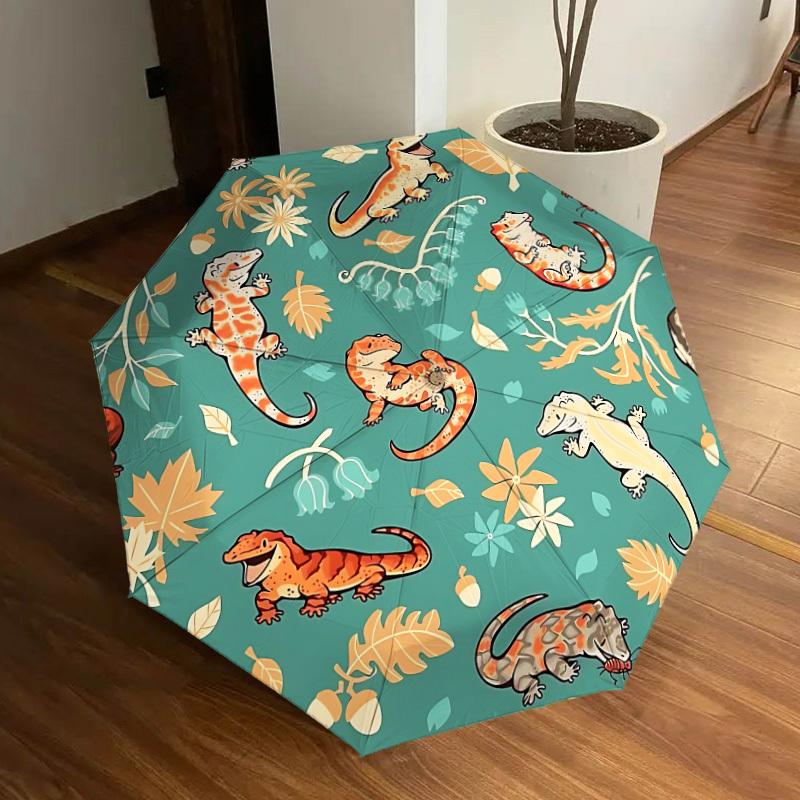 

1pc Lizards and Nature Automatic Folding Umbrella - Portable Collapsible Design, 8-Rib Iron Frame, Casual Outdoor Accessory yy251215203