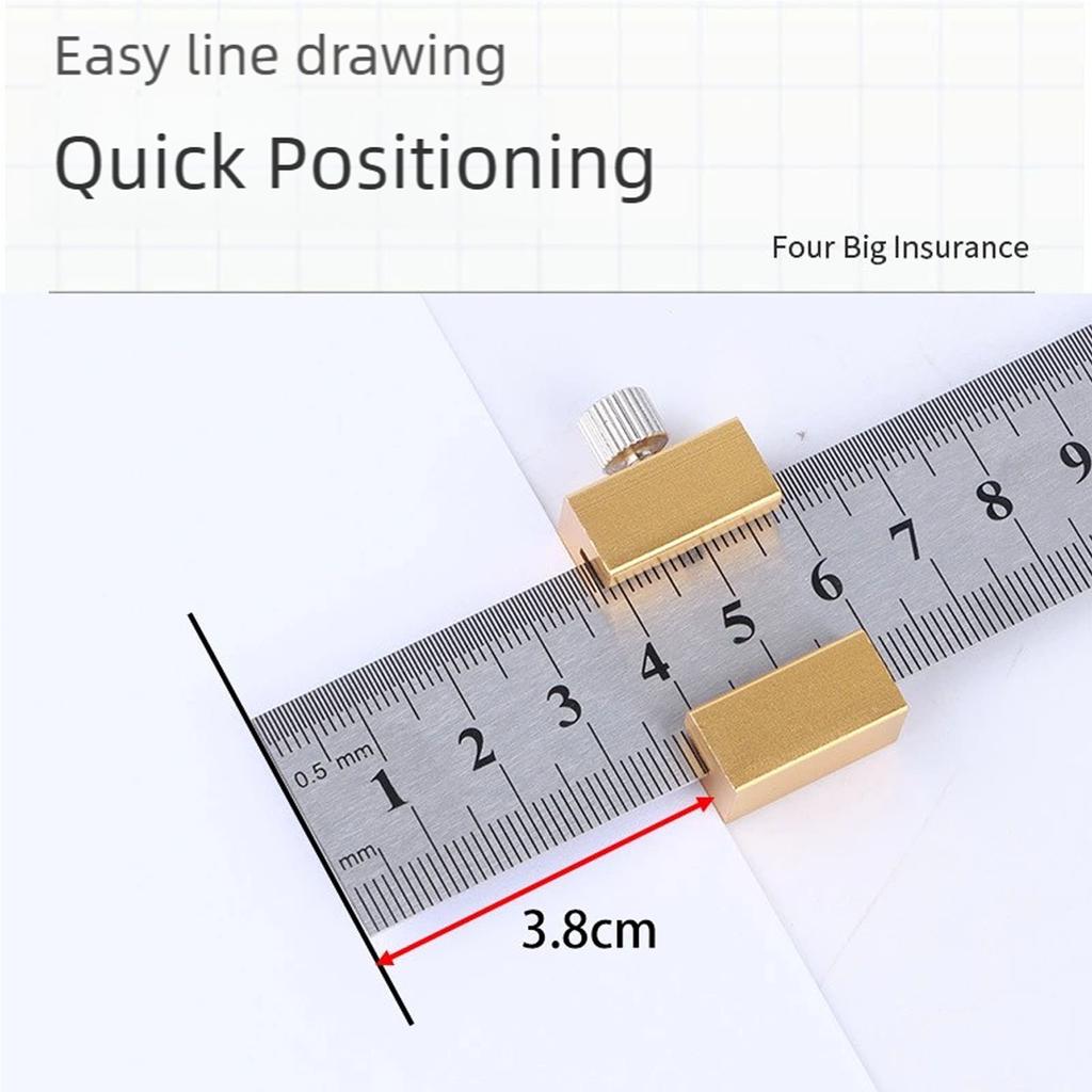 Aluminum Woodworking Ruler with Positioning Block Carpenter Measuring Tool for Precise Measurement In Carpentry Projects