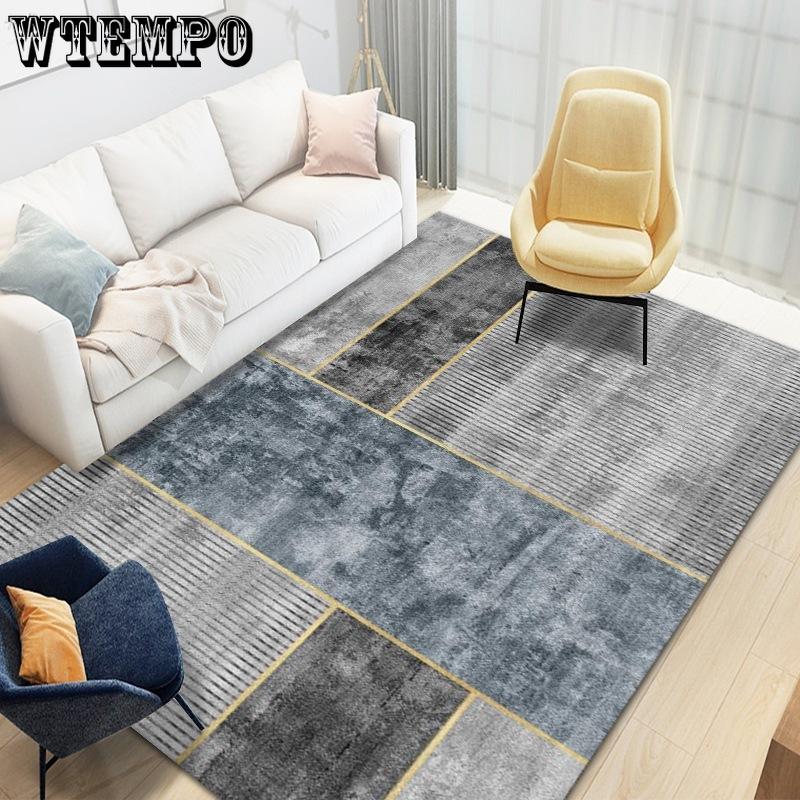 Living Room Geometric Carpet Floor Mat Modern Black Fashion Lines Living Room Carpet