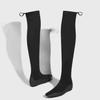 Minimalist wind inner height increase knee boots women's new high elastic bare boots versatile temperament thin boots show thin elastic boots