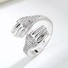 Hands Hug Shaped Couple Rings For Lovers Women Men Lady Boy Girls Valentine's Day Jewelry Gift Silver Color Adjustable Open Ring