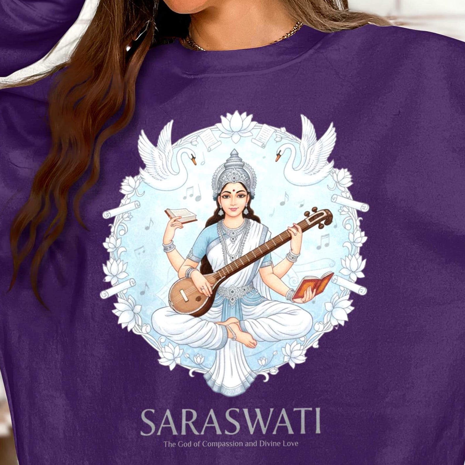 Saraswati T-Shirt | Hindu Mythology | Vintage Hindu Goddess Tee 2XL