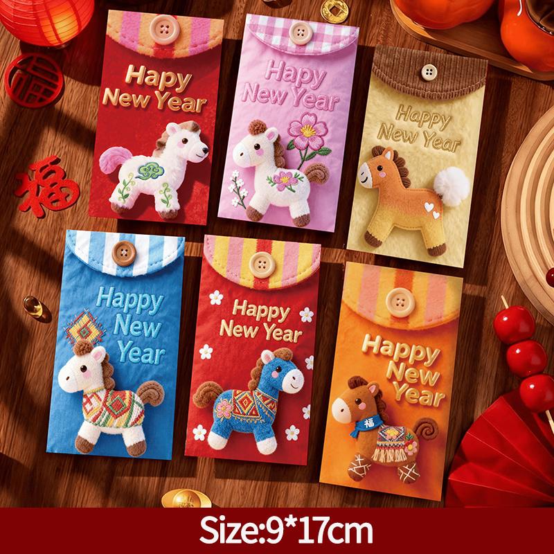 6PCS 3D Hongbag Red envelope Money Pouch Gift Bag