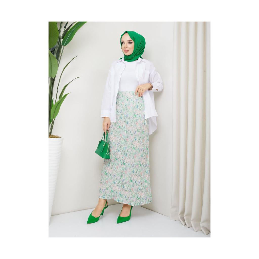 Gekämmter Rock aus Viskose - Schwarz / Fliesen