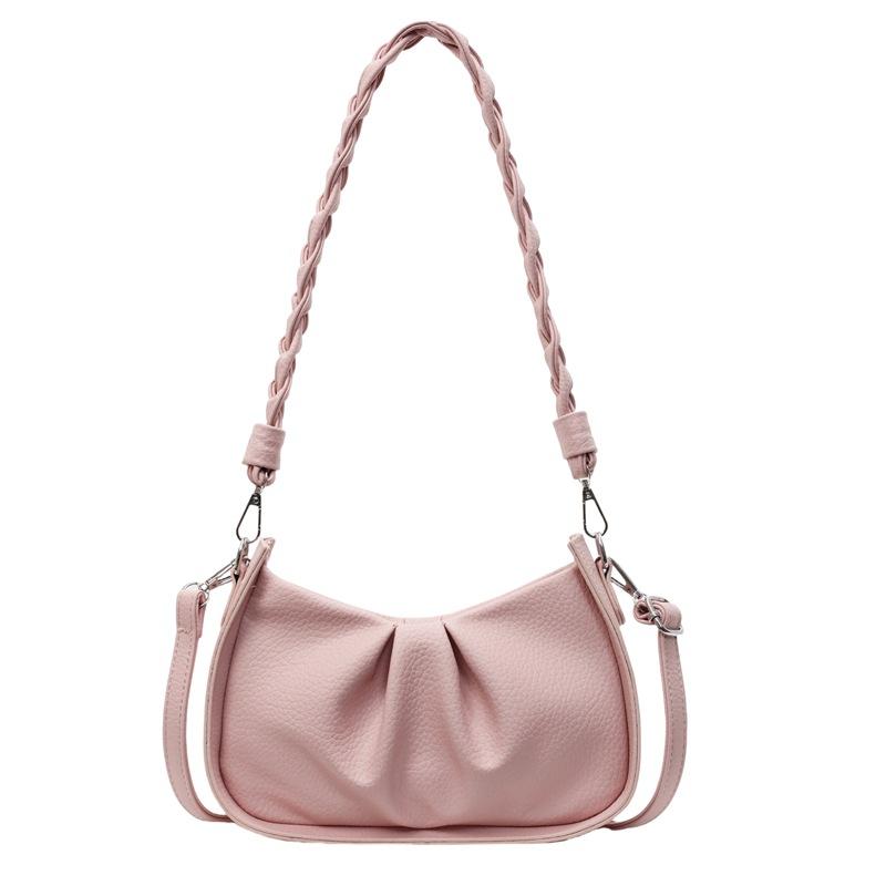 

Летняя новая трендовая простая повседневная маленькая квадратная сумка, модная сумка через плечо, плиссированная сумка под мышкой, маленькая сумка женская розовый