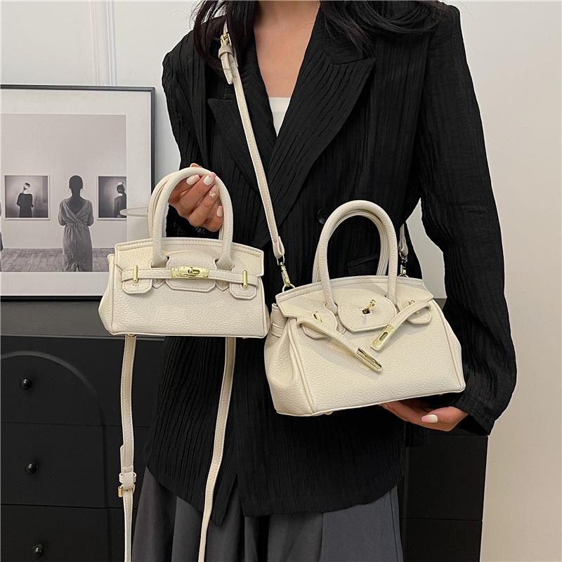 Ny high-end litchimønster klassisk platinaveske bærbar skulder skrå crossbody dameveske
