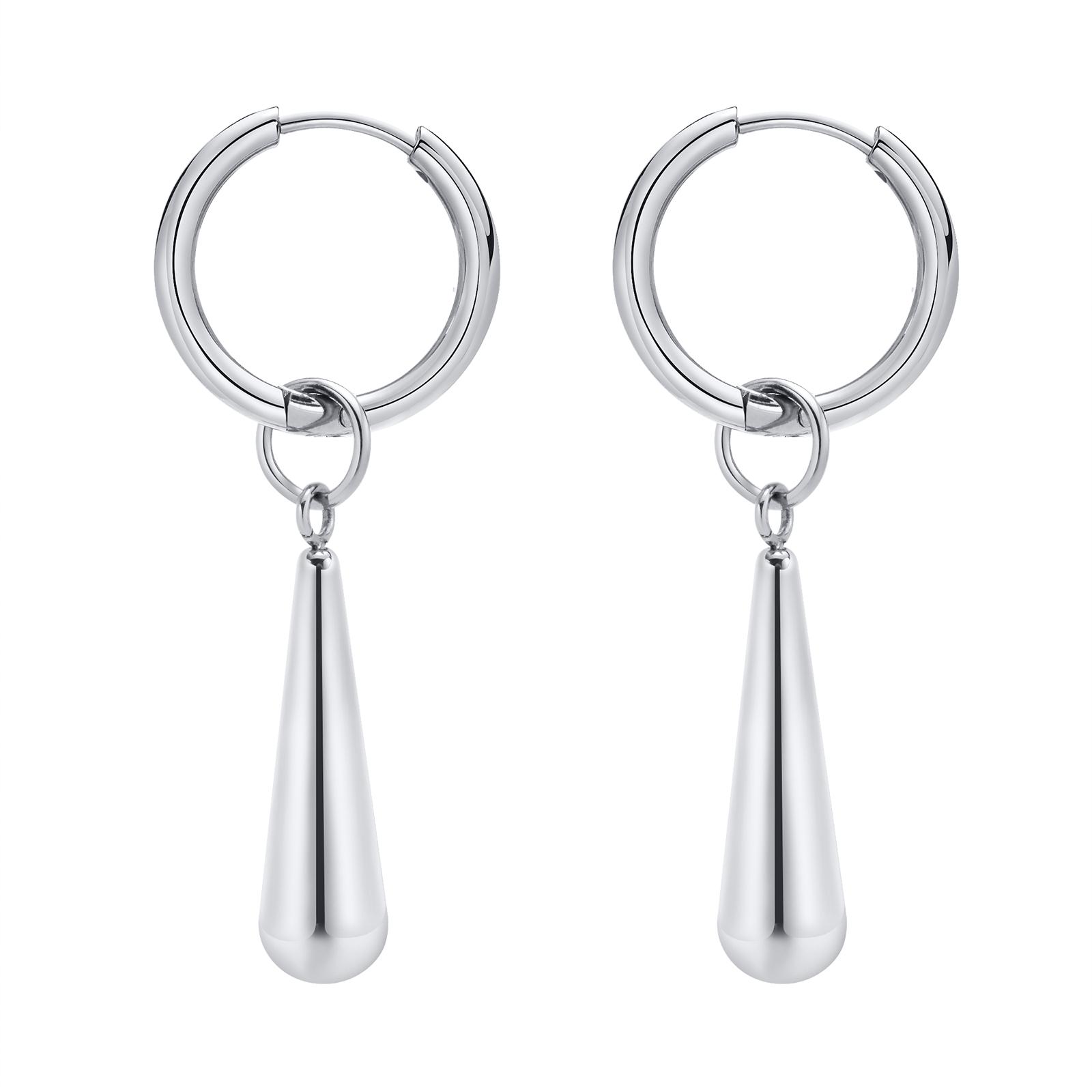 

Long Water Drop Dangle Huggie Hoop Earrings for Women, Stainless Steel Teardrop Earrings Non Tarnish