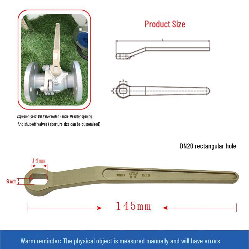 Bohai Defense 1083 Non-Sparking Valve Wrench DN20 Rectangular Hole