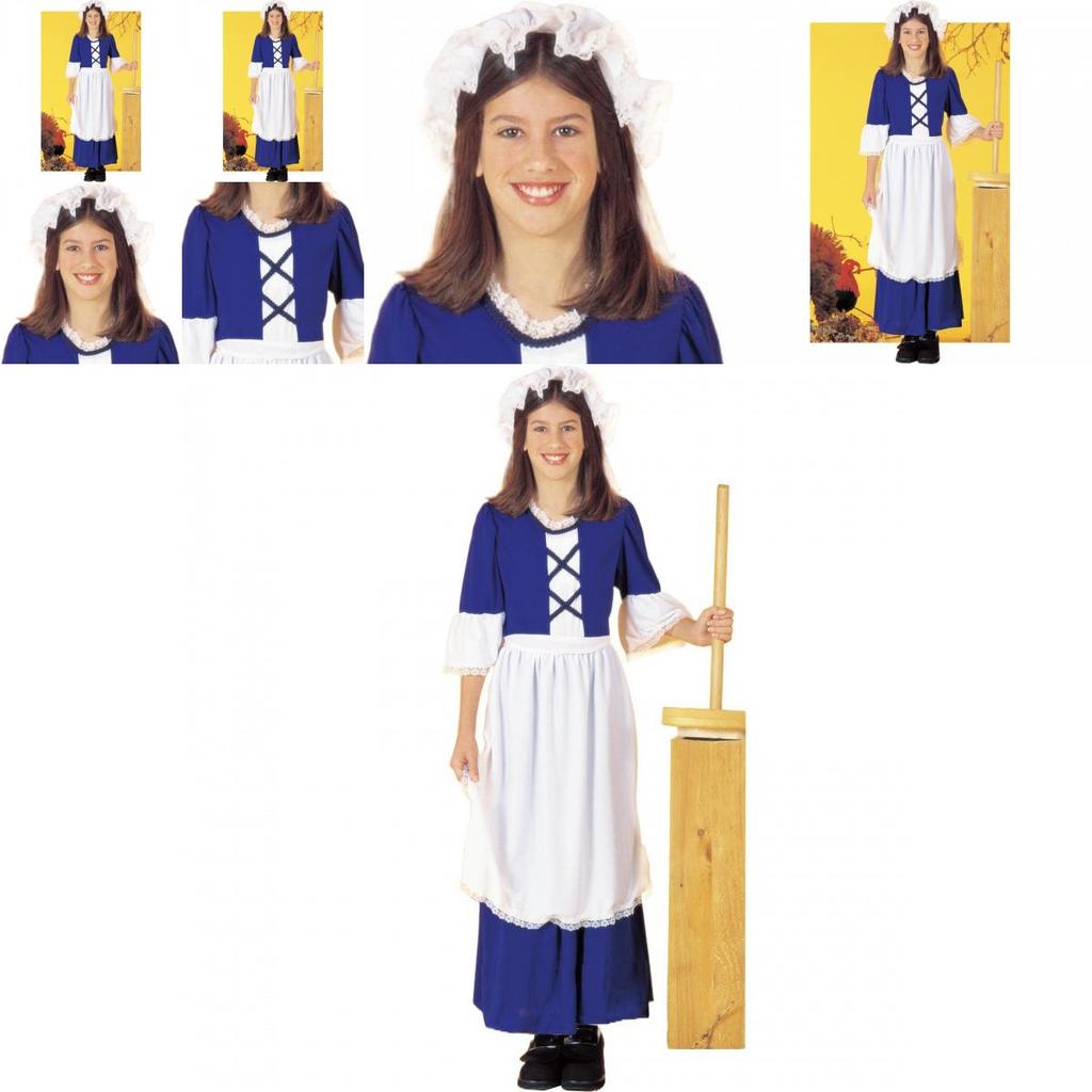 Adorable Polyester Colonial Girl Outfit With Apron And Hat Ideal For Cosplay Events