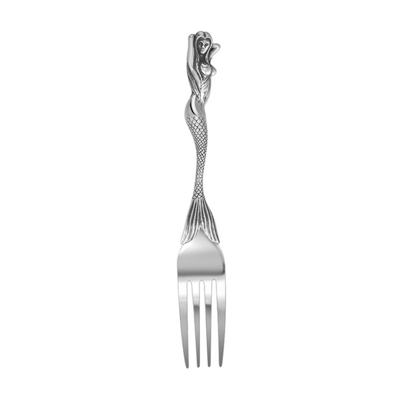 Halloween Titanium Staal Vork Lepel Skelet Schedel Zeemeerminnen Handvat Tafelgerei Vintage Eettafel Bestekset Kerstcadeaus