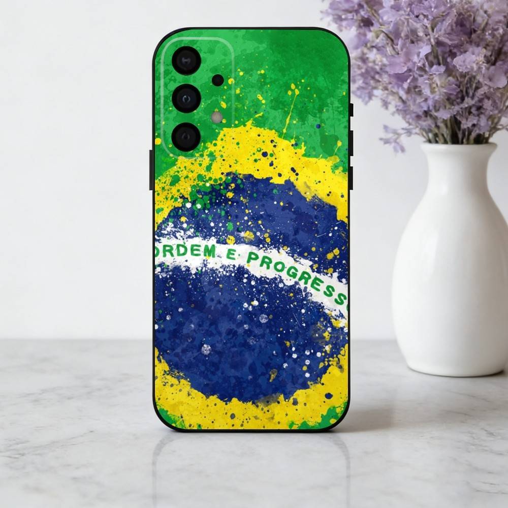 COOL B-Brazilian-N F-Flag-G ART Phone Case For Samsung Galaxy A73,A72,A71,A70,A53,A52,A51,Soft Silicone Black Cover