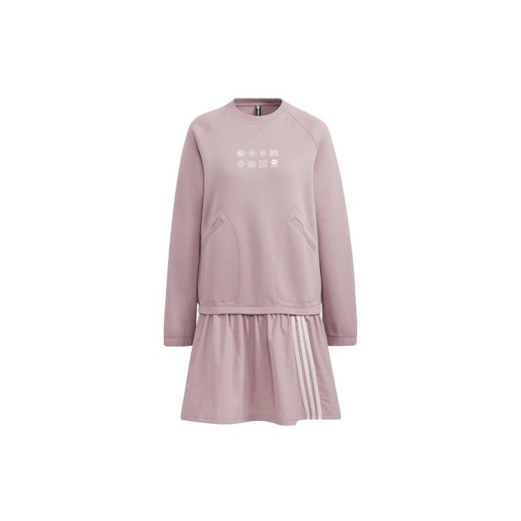 (WMNS) adidas Casual Round Neck Long Sleeve Dress  Pink  Women s HM9884 M