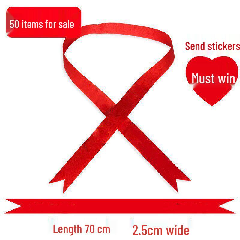 Custom 'Go for it' Headband & Wristband Set: Perfect for School Entrance Exams and Sports Meets - Red Ribbon Design