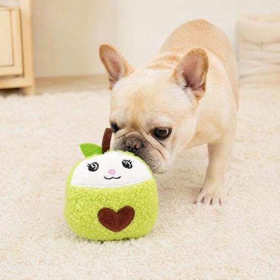Plush Dog Toy Squeaky Sound Stuffed Puppy Toy Cartoon Fruit Shape 1 Pc