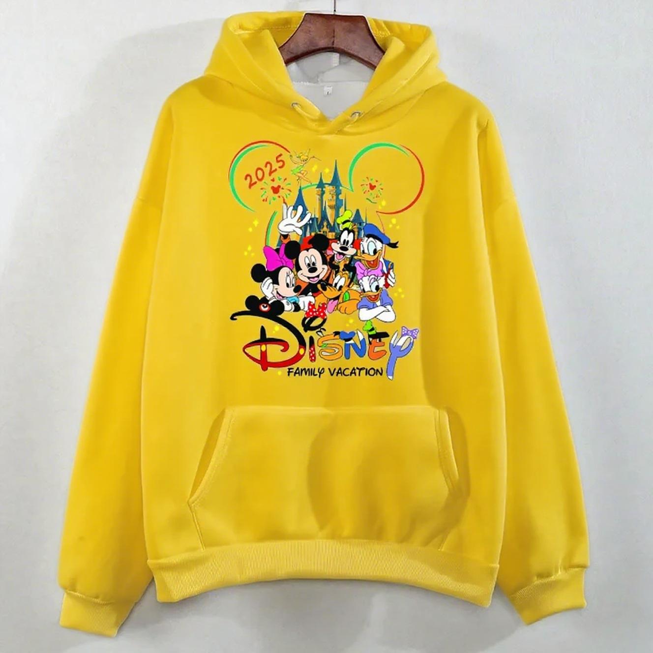 

Осенне-зимний модный тренд Смешные графические худи для путешествий в Диснейленд 2025 для женщин Кавайные пуловеры Повседневные парные толстовки 3XL